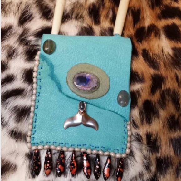 Black Opal Deerskin Leather Purse Pouch Bag Medicine, crystal, Beaded Jewelry - Picture 1 of 5